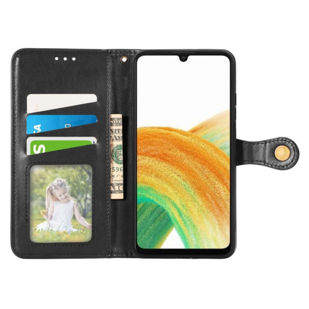 Folio-hoesje voor Samsung Galaxy A13 Faux Leder En Vintage Sluiting