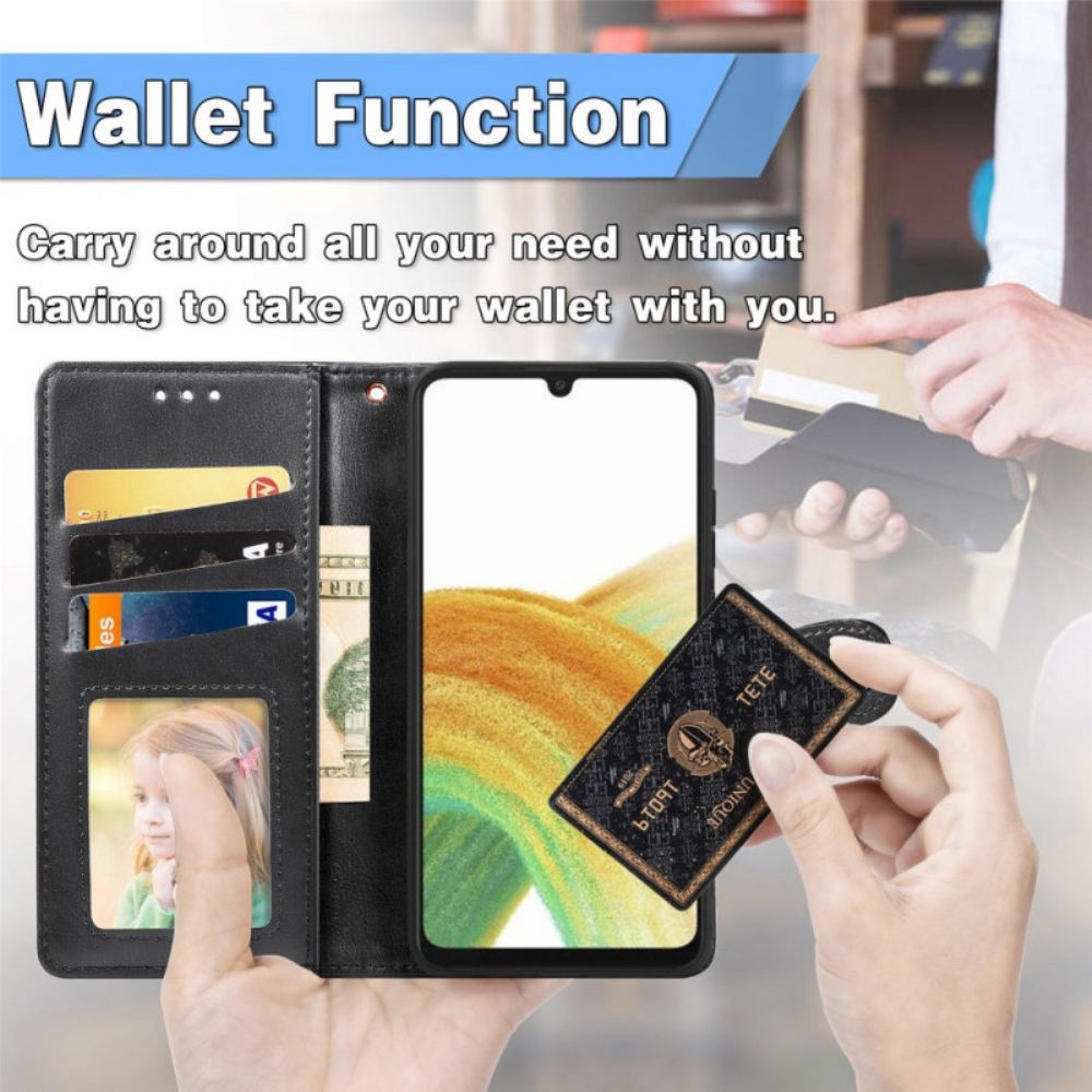 Folio-hoesje voor Samsung Galaxy A13 Faux Leder En Vintage Sluiting