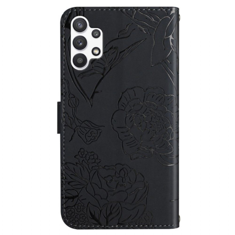 Folio-hoesje voor Samsung Galaxy A13 Vlinder Met Lanyard
