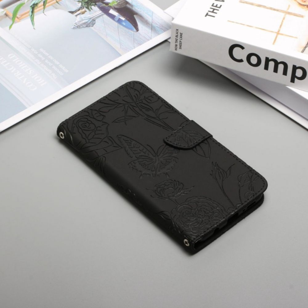 Leren Hoesje voor Poco X4 GT Kunstleren Vlinders Met Schouderriem