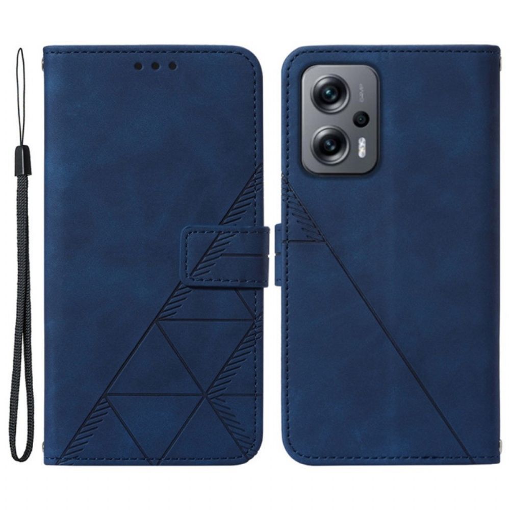 Leren Hoesje voor Poco X4 GT Met Ketting Banddriehoeken