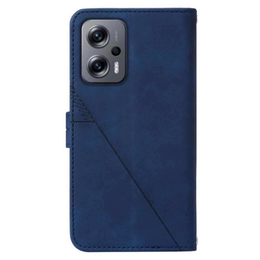 Leren Hoesje voor Poco X4 GT Met Ketting Banddriehoeken