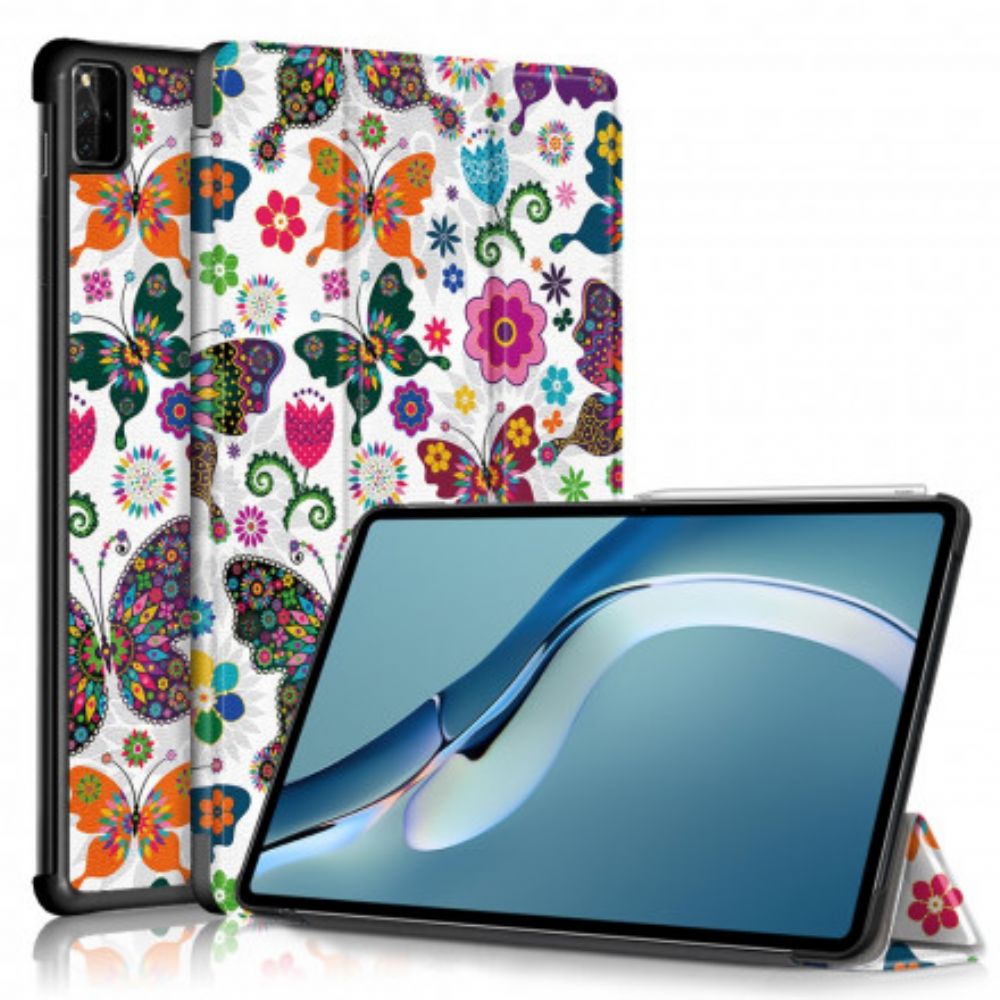 Bescherming Hoesje voor Huawei MatePad Pro 12.6 Verbeterde Retro Vlinders En Bloemen