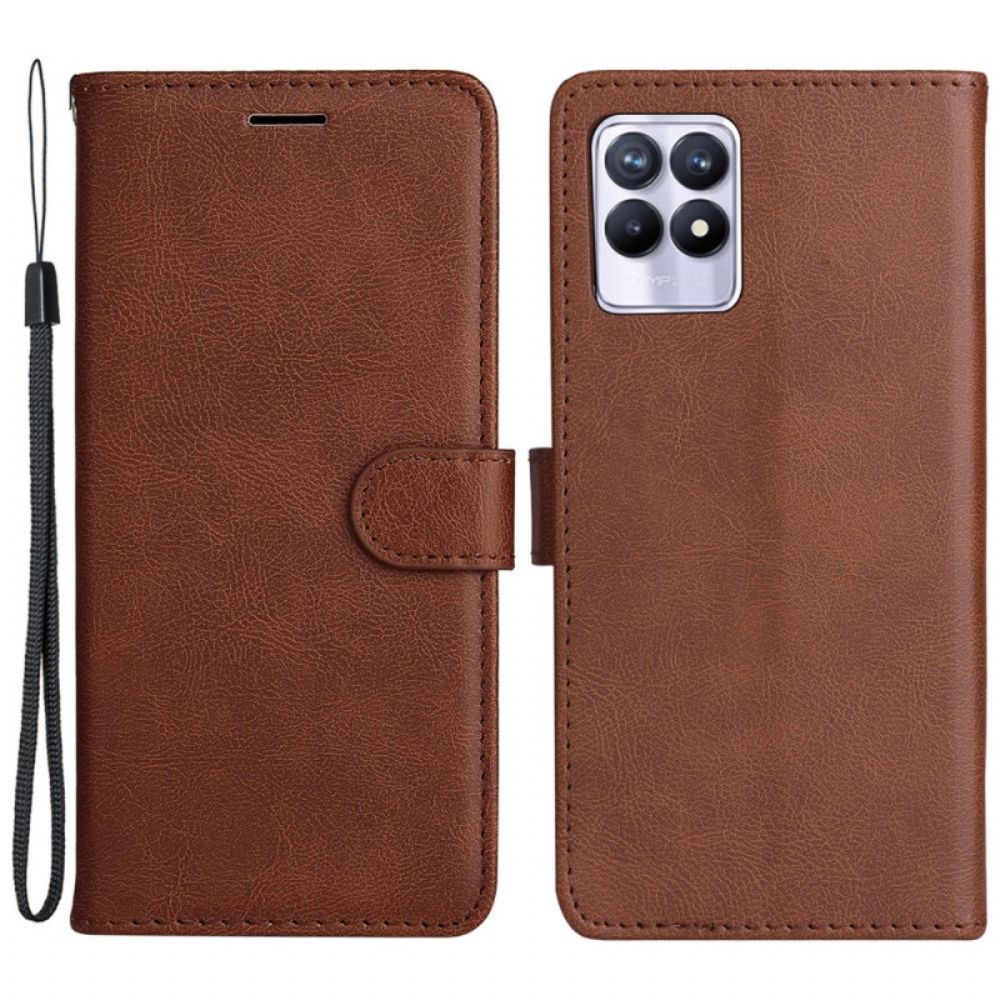 Folio-hoesje voor Realme 8i Met Ketting Leren Bandeffect