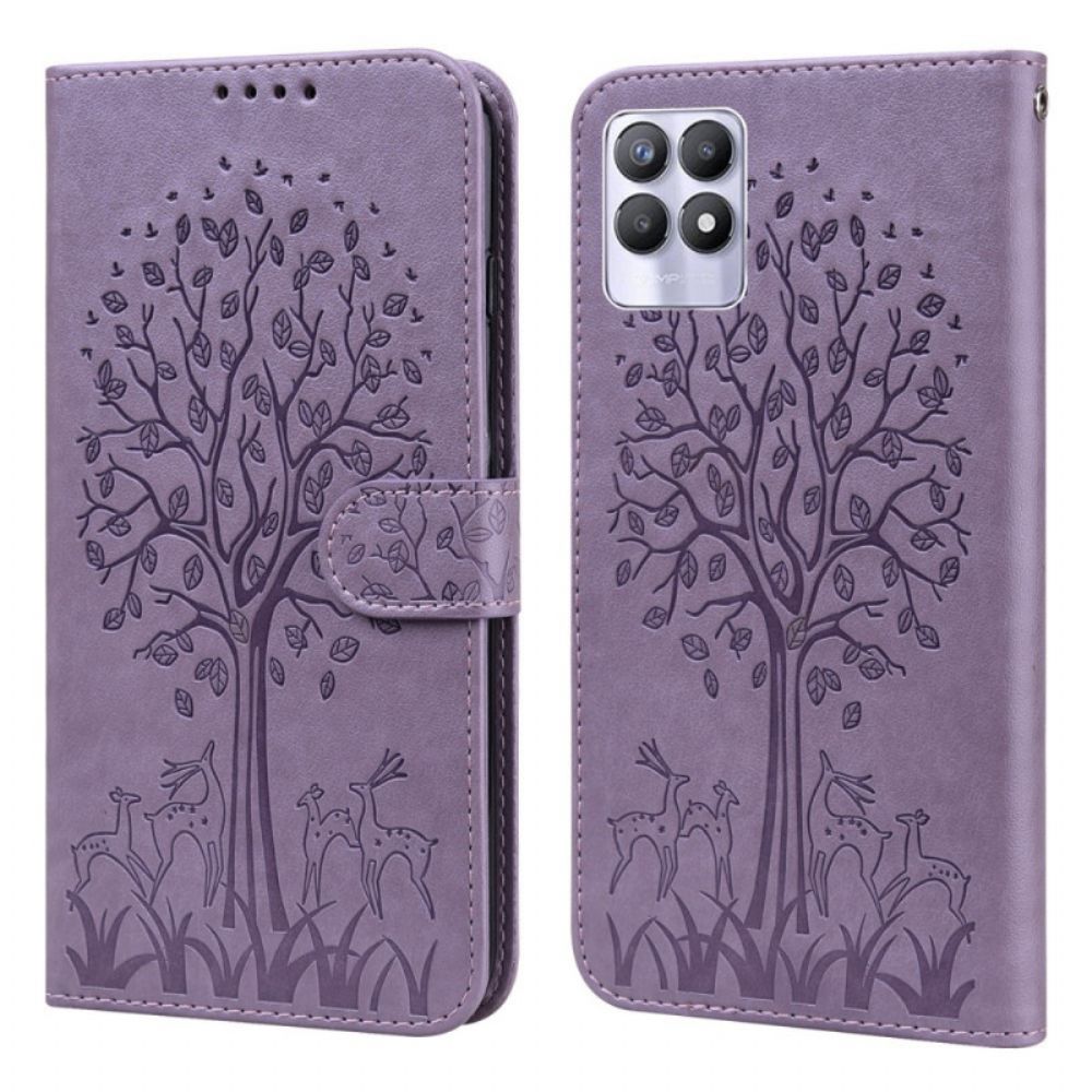 Leren Hoesje voor Realme 8i Boom En Hert