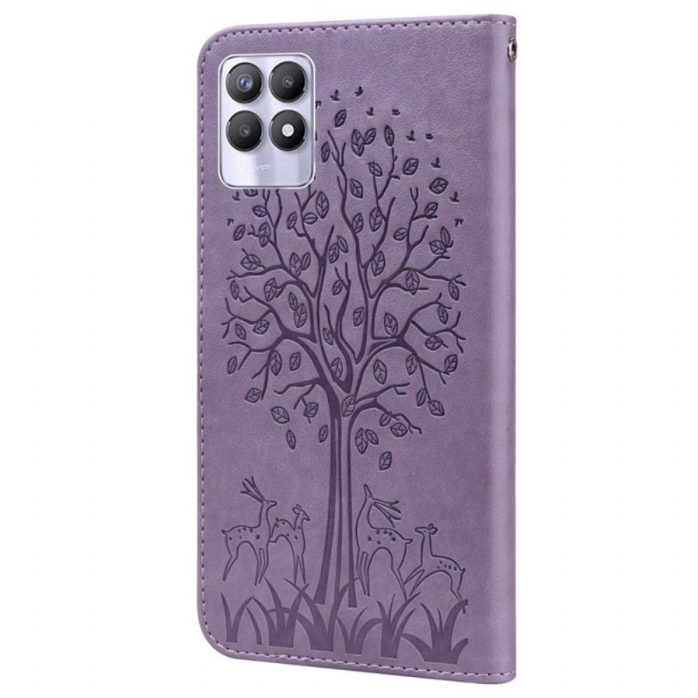 Leren Hoesje voor Realme 8i Boom En Hert