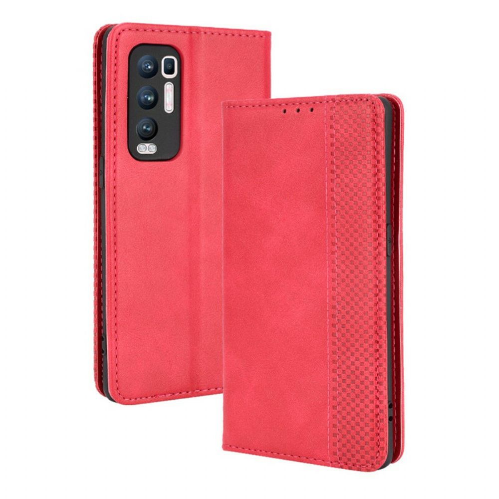 Bescherming Hoesje voor Oppo Find X3 Neo Folio-hoesje Gestyled Vintage Leereffect
