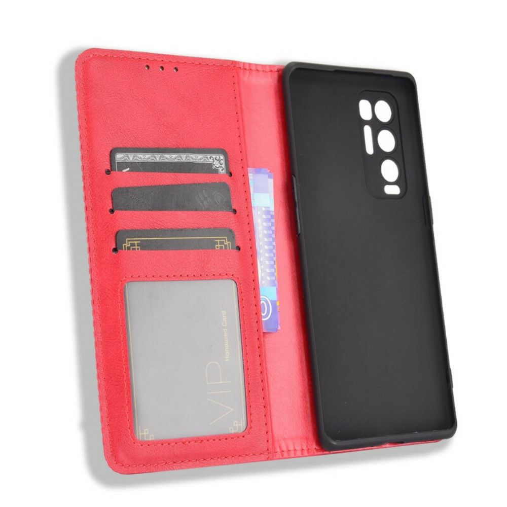 Bescherming Hoesje voor Oppo Find X3 Neo Folio-hoesje Gestyled Vintage Leereffect
