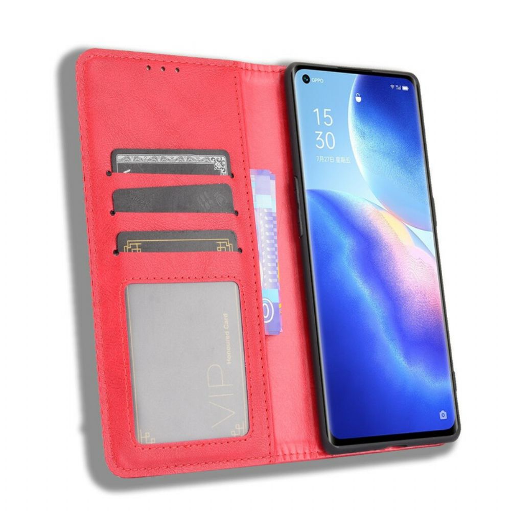 Bescherming Hoesje voor Oppo Find X3 Neo Folio-hoesje Gestyled Vintage Leereffect