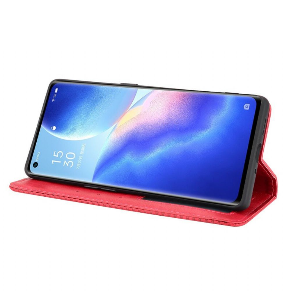 Bescherming Hoesje voor Oppo Find X3 Neo Folio-hoesje Gestyled Vintage Leereffect