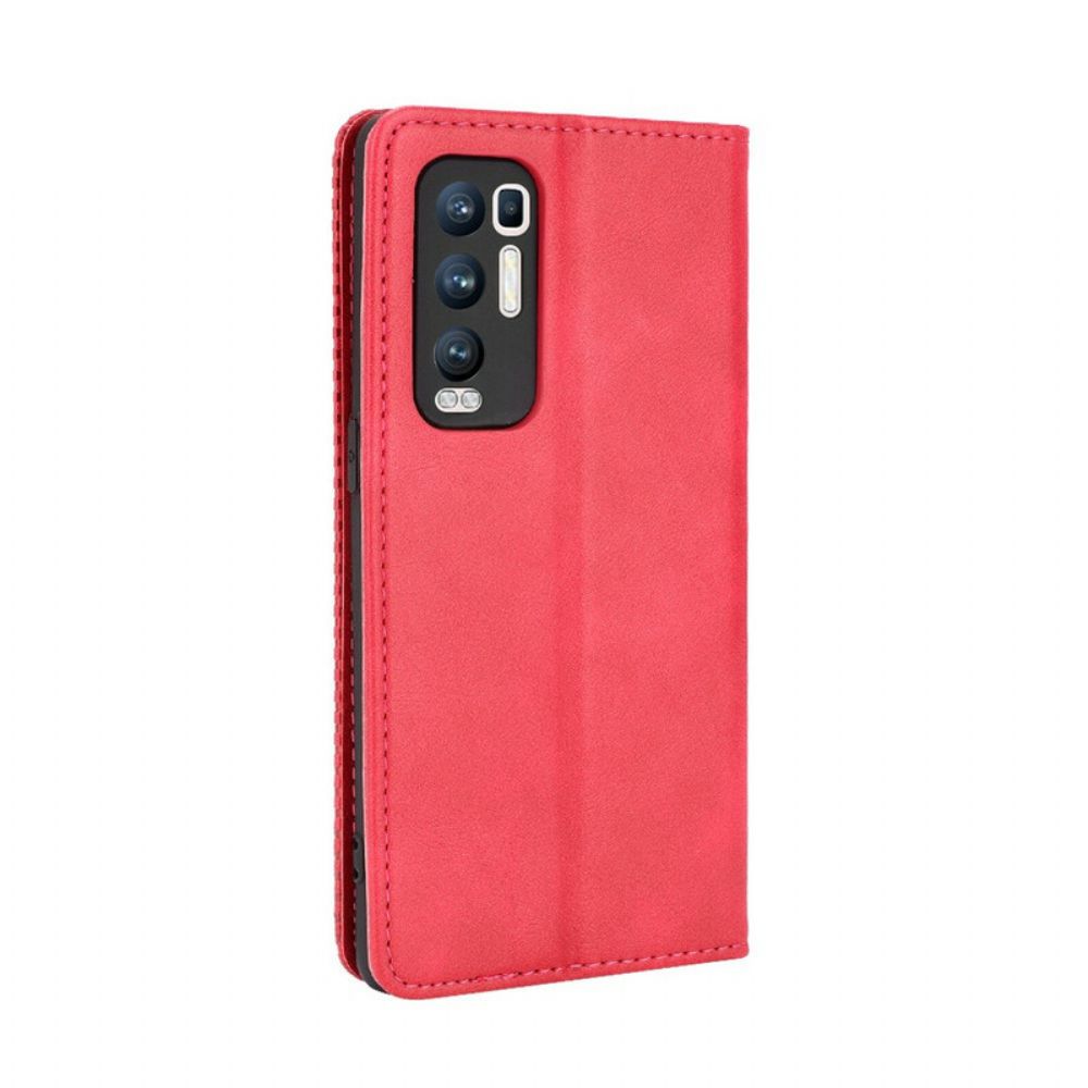 Bescherming Hoesje voor Oppo Find X3 Neo Folio-hoesje Gestyled Vintage Leereffect