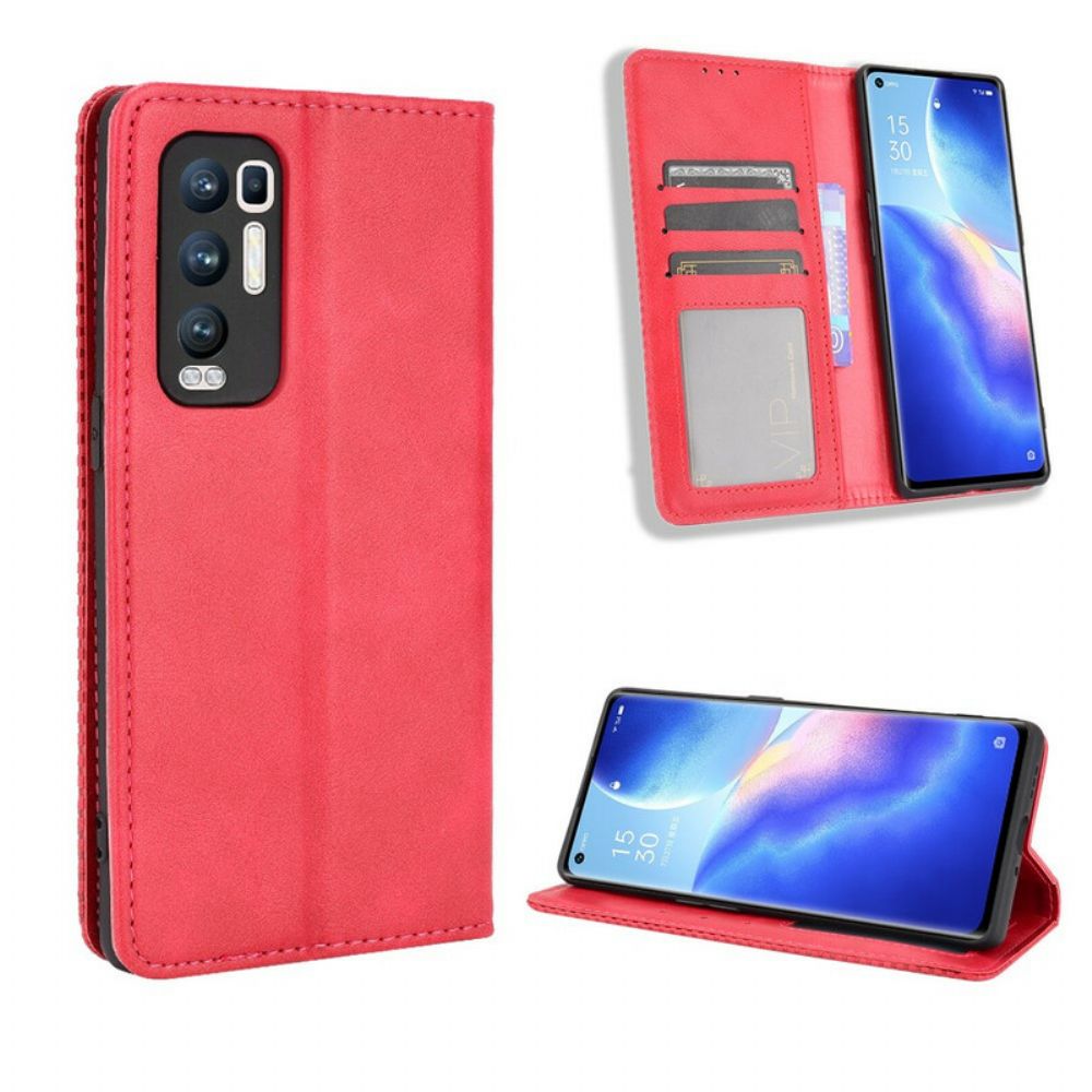 Bescherming Hoesje voor Oppo Find X3 Neo Folio-hoesje Gestyled Vintage Leereffect