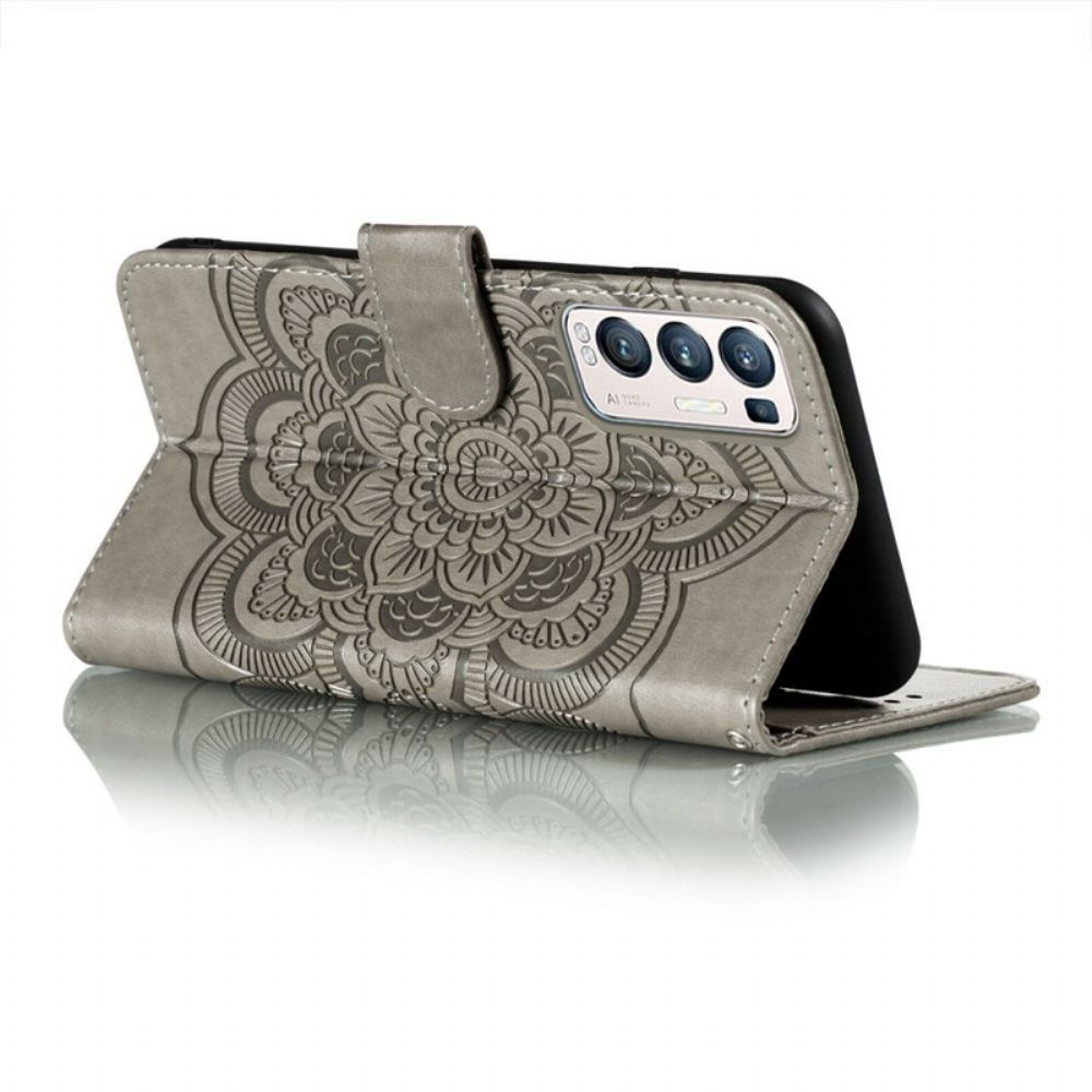 Folio-hoesje voor Oppo Find X3 Neo Met Ketting Volledige Mandala Met Bandjes