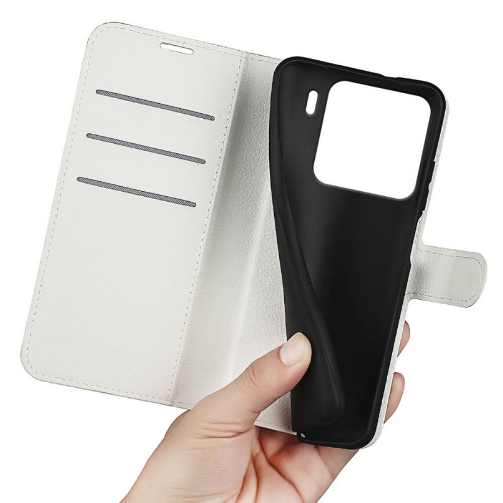 Bescherming Hoesje Xiaomi 15 Pro Klassieke Lychee Kunstleren Koord