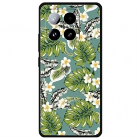 Cover Hoesje Xiaomi 15 Pro Telefoonhoesje Bananenbladeren En Gouden Bloemen