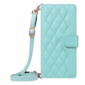 Folio-hoesje Xiaomi 15 Pro Gewatteerd Met Bandje En Schouderband