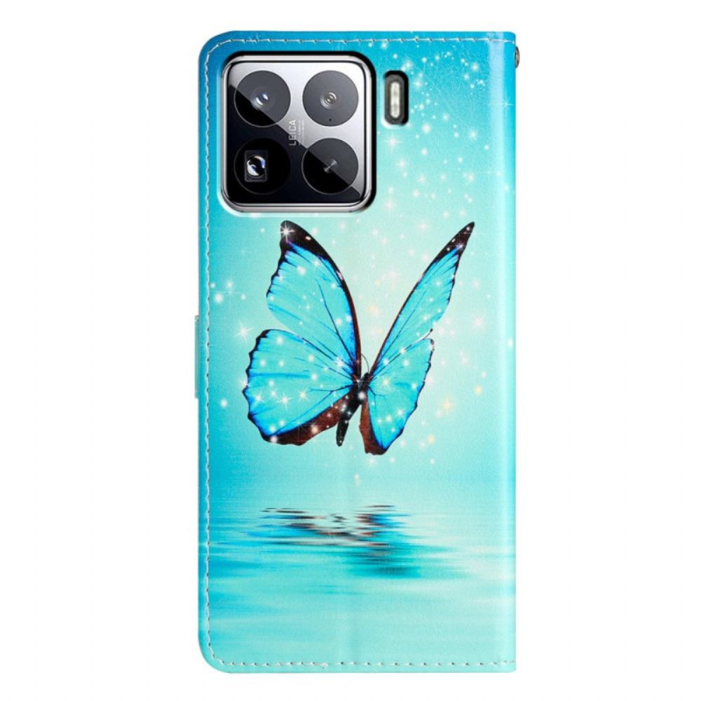 Folio-hoesje Xiaomi 15 Pro Telefoonhoesje Blauwe Vlinder In Vlucht