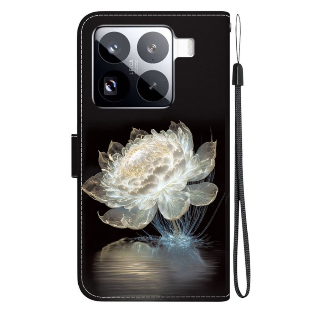 Folio-hoesje Xiaomi 15 Pro Telefoonhoesje Kristallen Pioenroos