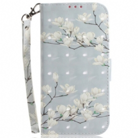 Folio-hoesje Xiaomi 15 Pro Telefoonhoesje Magnolia-bandje