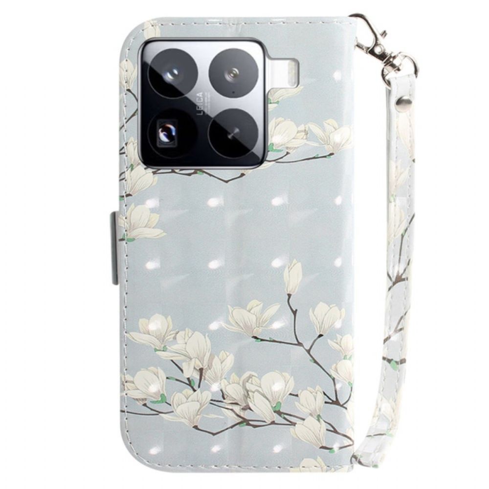 Folio-hoesje Xiaomi 15 Pro Telefoonhoesje Magnolia-bandje