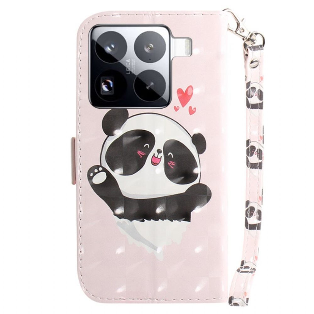 Folio-hoesje Xiaomi 15 Pro Telefoonhoesje Panda Love-bandje