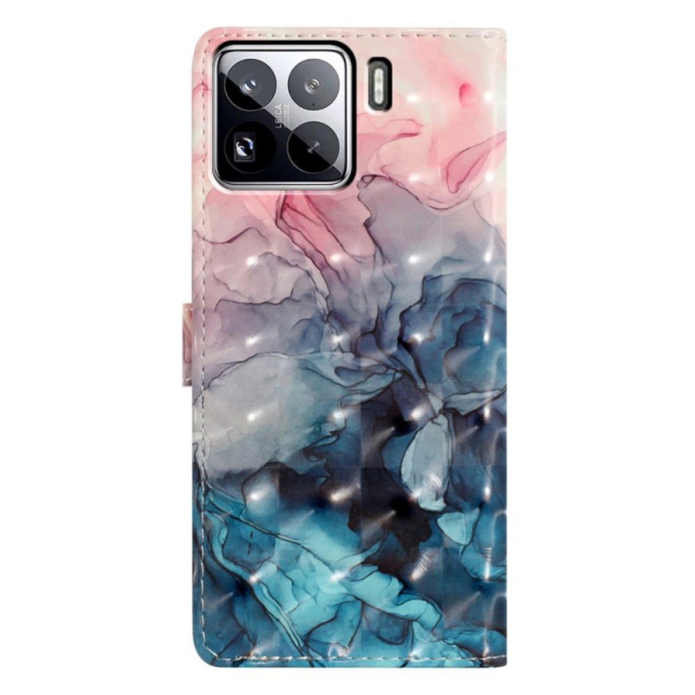 Folio-hoesje Xiaomi 15 Pro Telefoonhoesje Roze En Blauw Marmer 3d