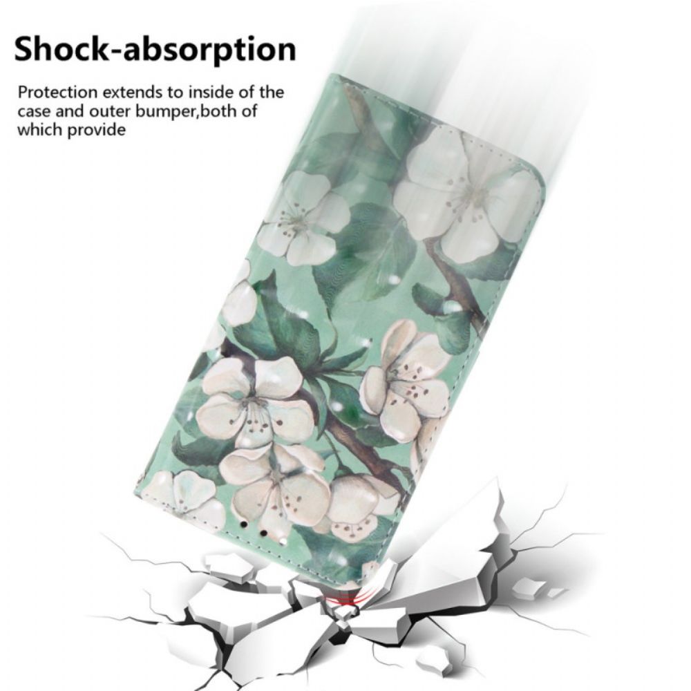 Folio-hoesje Xiaomi 15 Pro Witte Bloemen-bandje