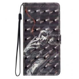 Leren Hoesje Voor Xiaomi 15 Pro 3d Rokend Skelet