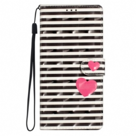 Leren Hoesje Voor Xiaomi 15 Pro 3d Strepen En Harten