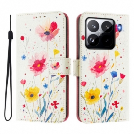 Leren Hoesje Voor Xiaomi 15 Pro Bloemenpatroon
