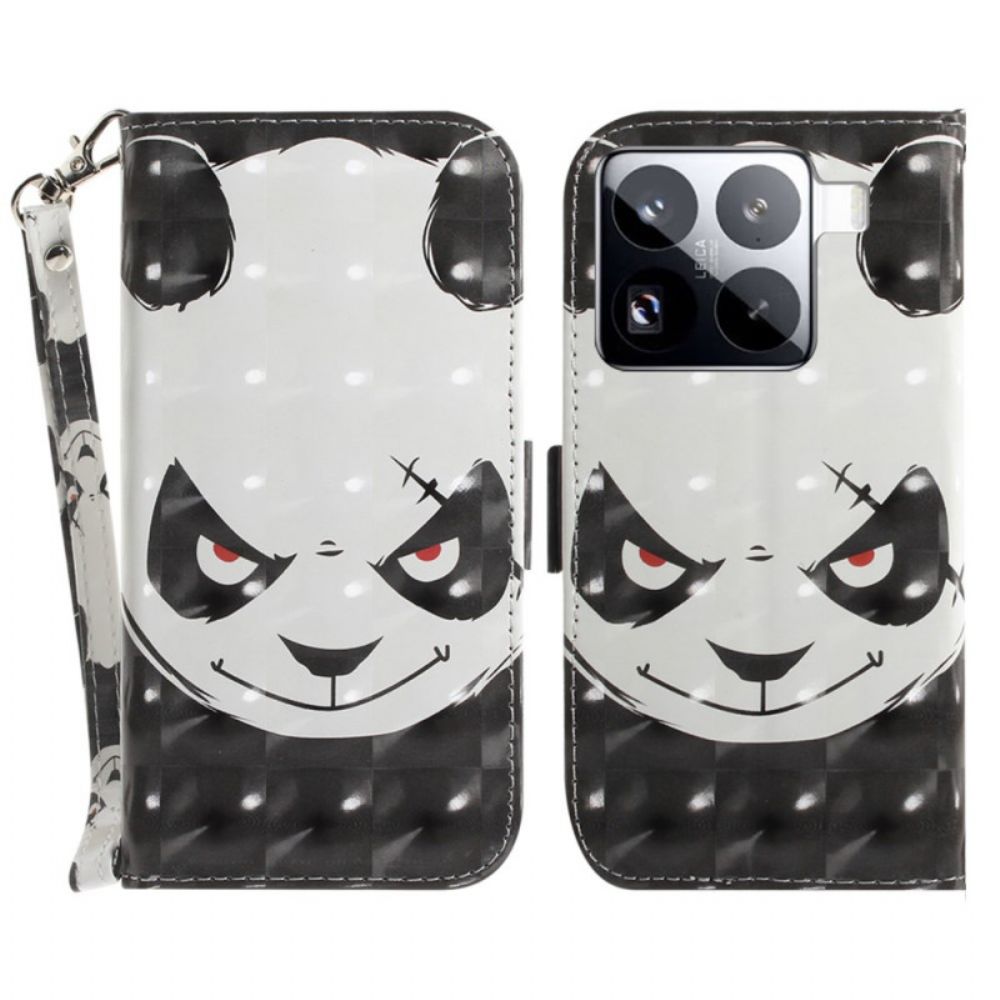 Leren Hoesje Voor Xiaomi 15 Pro Boze Panda-bandje