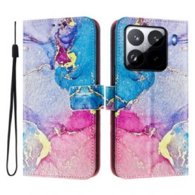 Leren Hoesje Voor Xiaomi 15 Pro Kleurrijk Marmer