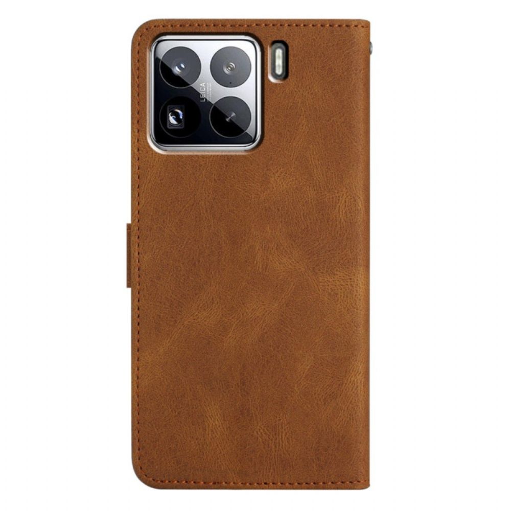 Leren Hoesje Voor Xiaomi 15 Pro Lijnen En Strepen Met Bandje