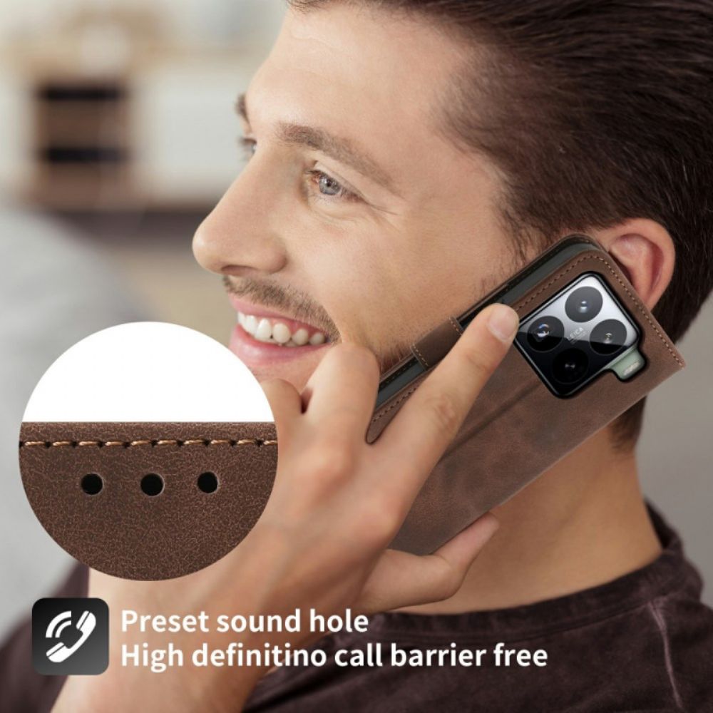 Leren Hoesje Voor Xiaomi 15 Pro Suède-effect Bloemenpatroon Met Bandje En Schouderriem