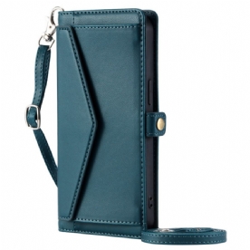 Leren Hoesje Xiaomi 15 Pro Clutch-model Met Bandje En Schouderband Bescherming Hoesje