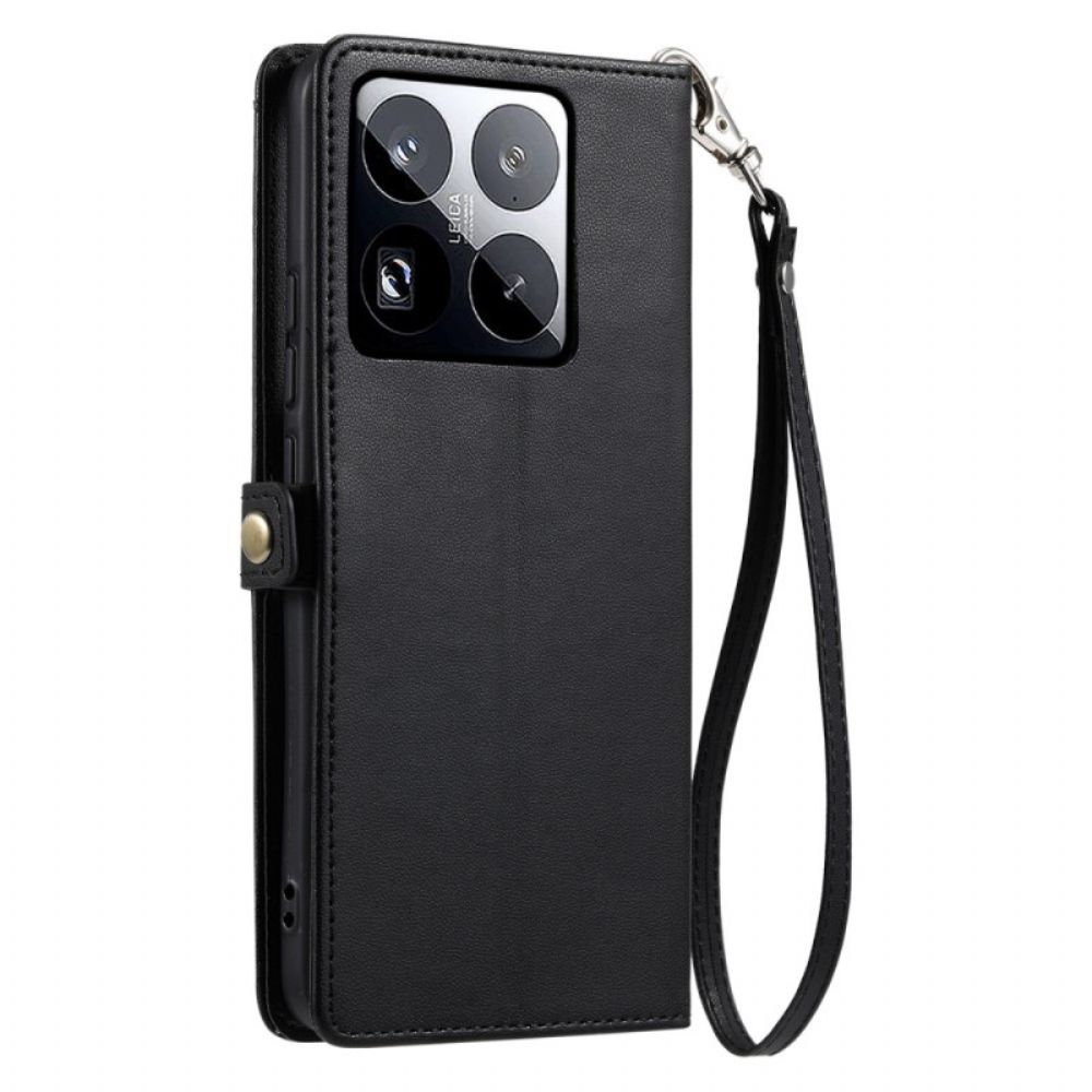 Leren Hoesje Xiaomi 15 Pro Clutch-model Met Bandje En Schouderband Bescherming Hoesje