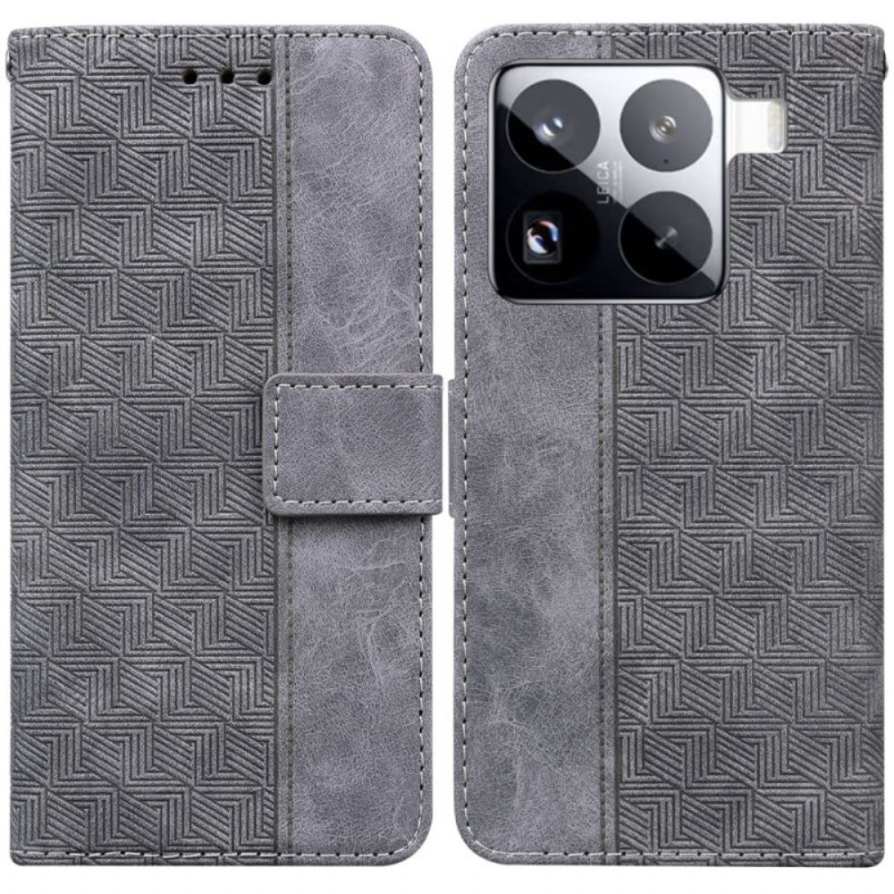 Leren Hoesje Xiaomi 15 Pro Geweven Patroon Bescherming Hoesje