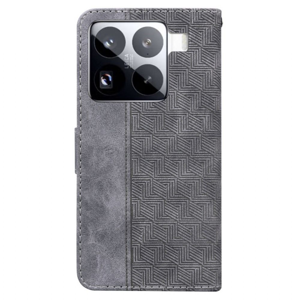 Leren Hoesje Xiaomi 15 Pro Geweven Patroon Bescherming Hoesje