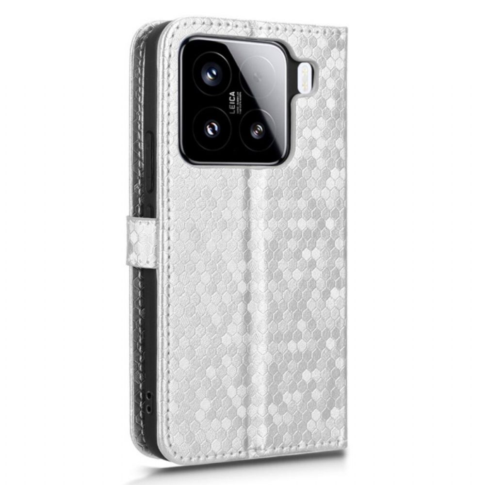 Leren Hoesje Xiaomi 15 Pro Glitterstippen Bescherming Hoesje