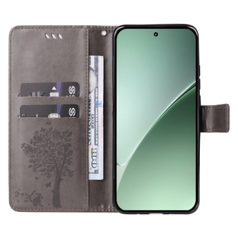 Leren Hoesje Xiaomi 15 Pro Kat En Boom Bescherming Hoesje