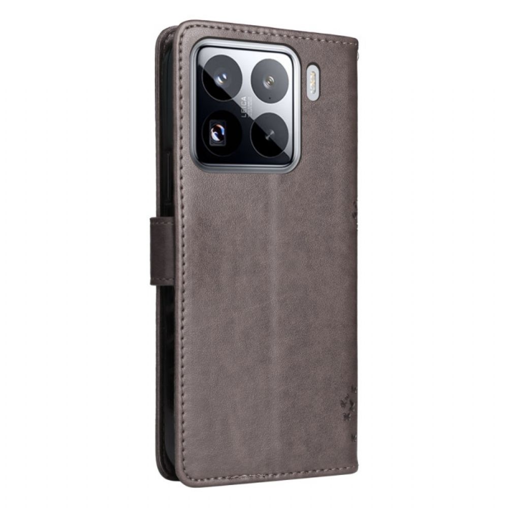 Leren Hoesje Xiaomi 15 Pro Kat En Boom Bescherming Hoesje