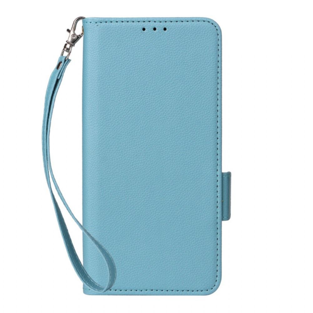 Leren Hoesje Xiaomi 15 Pro Lychee Kunstleer Met Bandje Bescherming Hoesje