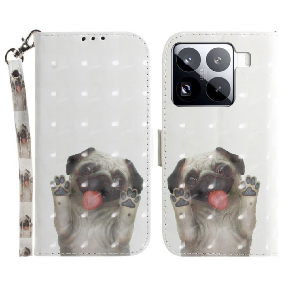 Leren Hoesje Xiaomi 15 Pro Mopshond-bandje