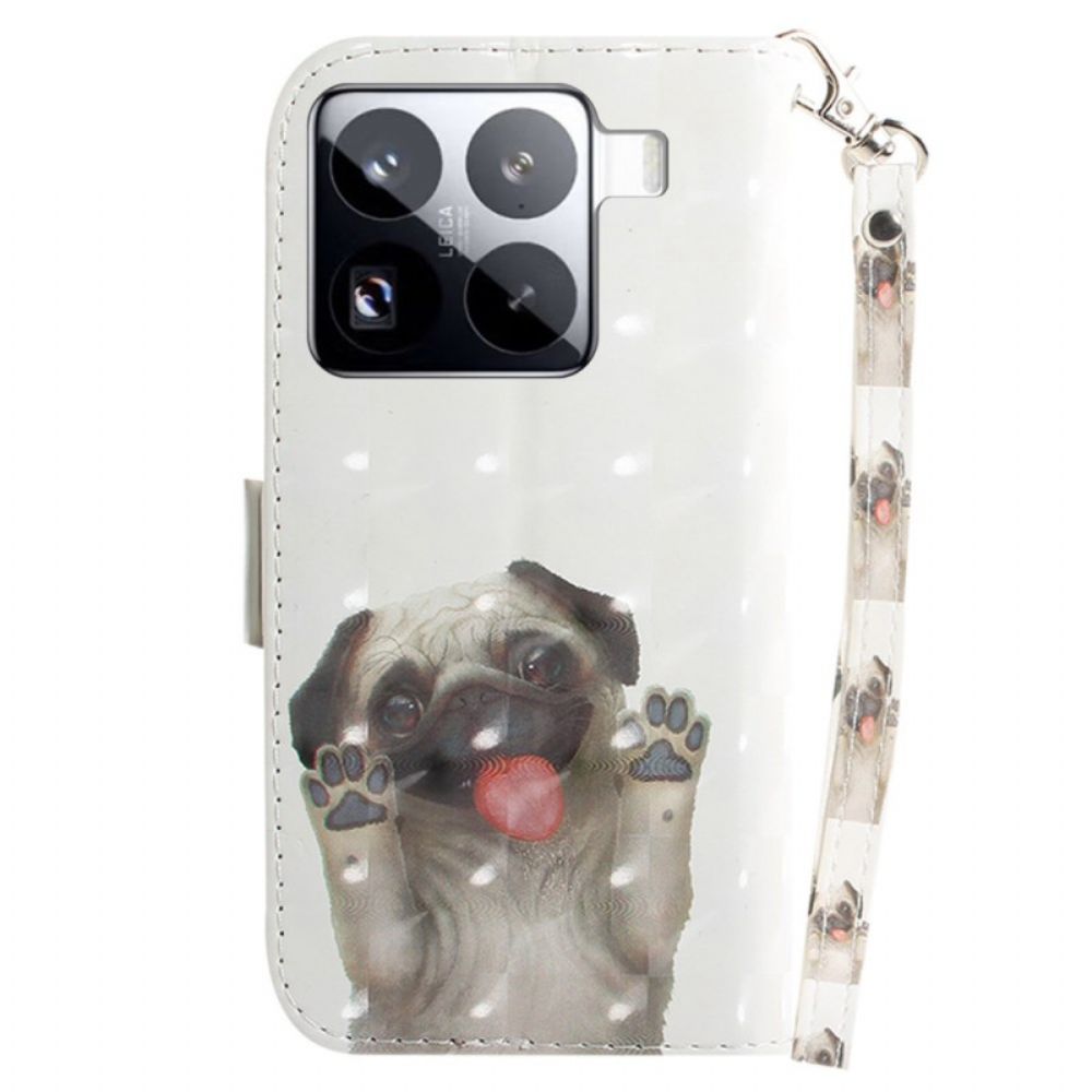 Leren Hoesje Xiaomi 15 Pro Mopshond-bandje