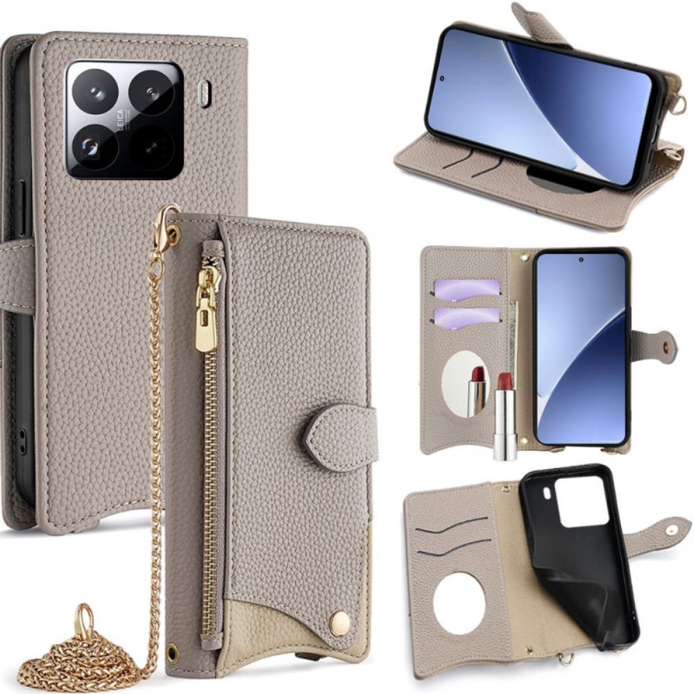 Leren Hoesje Xiaomi 15 Pro Portemonnee Met Ketting Bescherming Hoesje