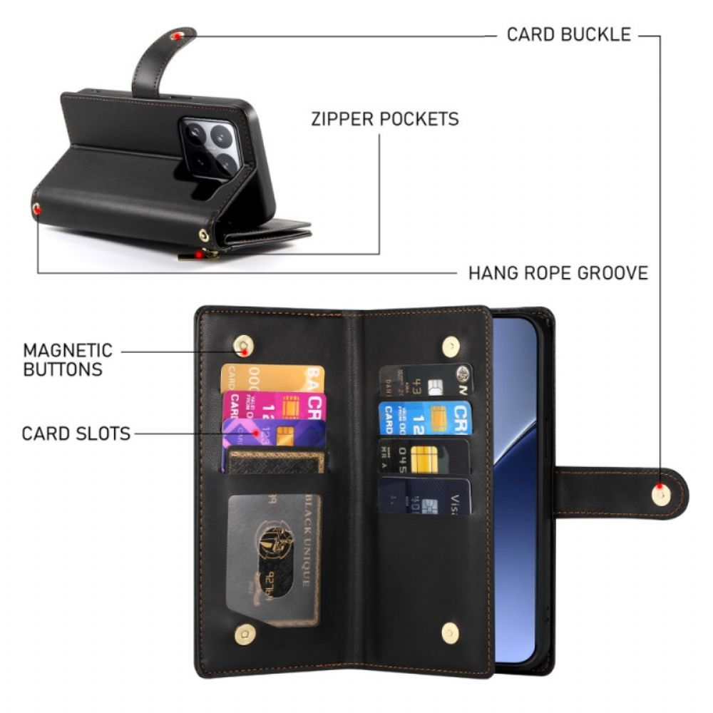 Leren Hoesje Xiaomi 15 Pro Portemonnee Met Riem En Schouderriem