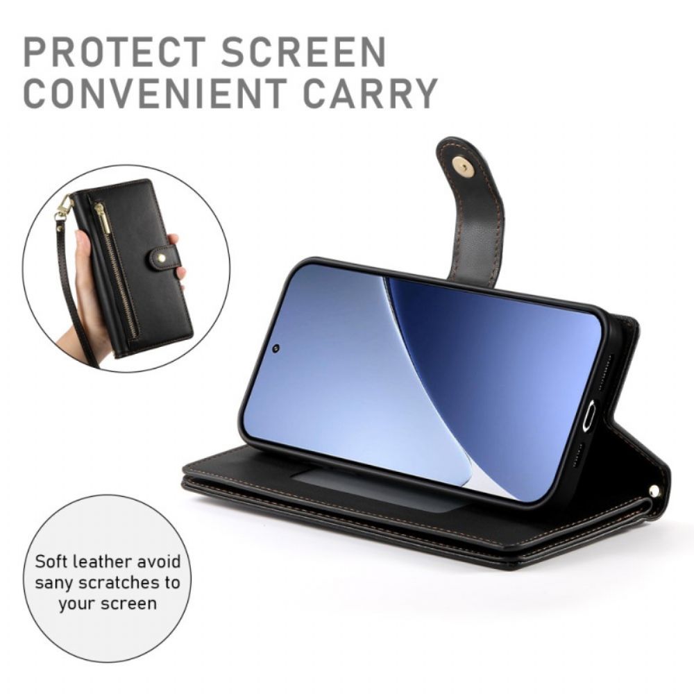 Leren Hoesje Xiaomi 15 Pro Portemonnee Met Riem En Schouderriem