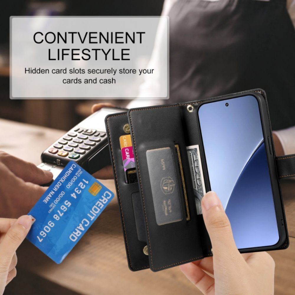 Leren Hoesje Xiaomi 15 Pro Portemonnee Met Riem En Schouderriem