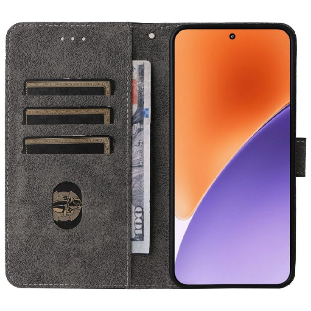 Leren Hoesje Xiaomi 15 Pro Rfid-bescherming Suède-effect Bescherming Hoesje