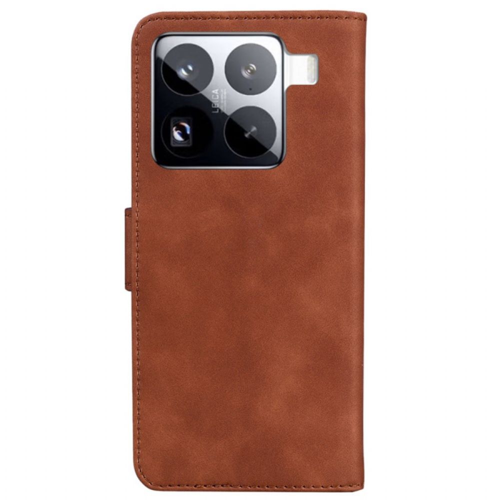 Leren Hoesje Xiaomi 15 Pro Vlinder Suède-effect Bescherming Hoesje